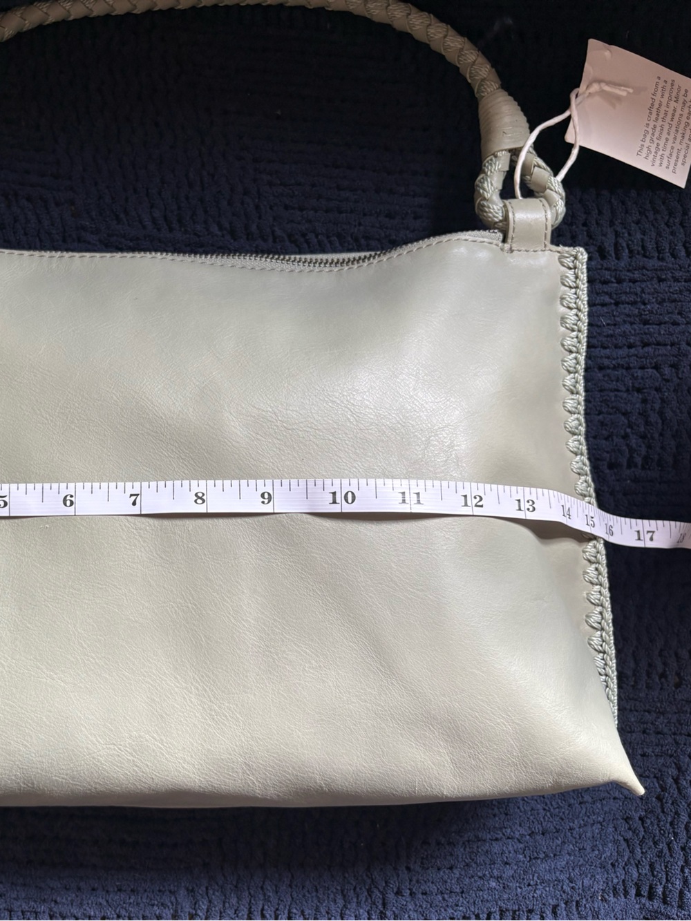 The Sak Mariposa Soft Leather Shoulder Bag Light Mint With Braided Strap - Picture 6 of 9